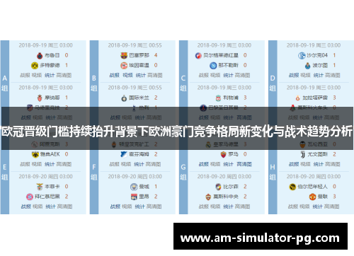 欧冠晋级门槛持续抬升背景下欧洲豪门竞争格局新变化与战术趋势分析